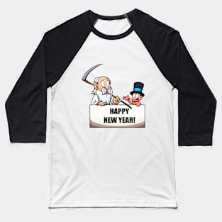 Father Time And New Year’s Baby With Sign Baseball T-Shirt